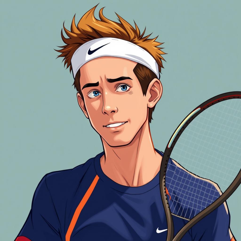 sam altman as a tennis player in anime style