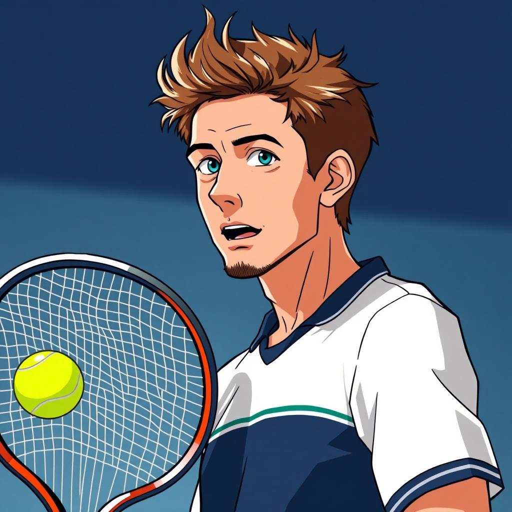 sam altman as a tennis player in anime style