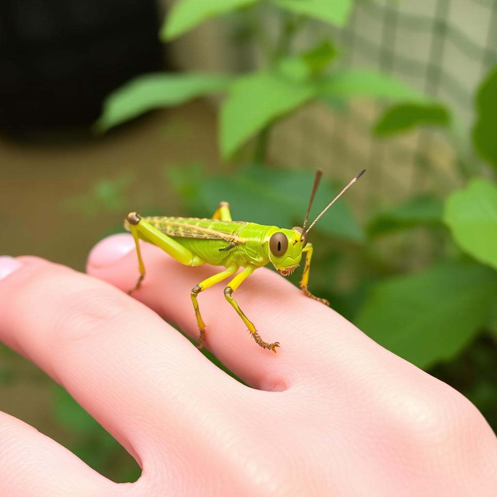 A beautiful Grasshopper resting on my hand
