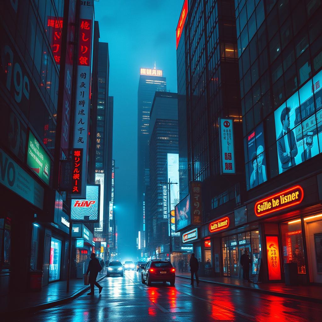 cyber city, at night