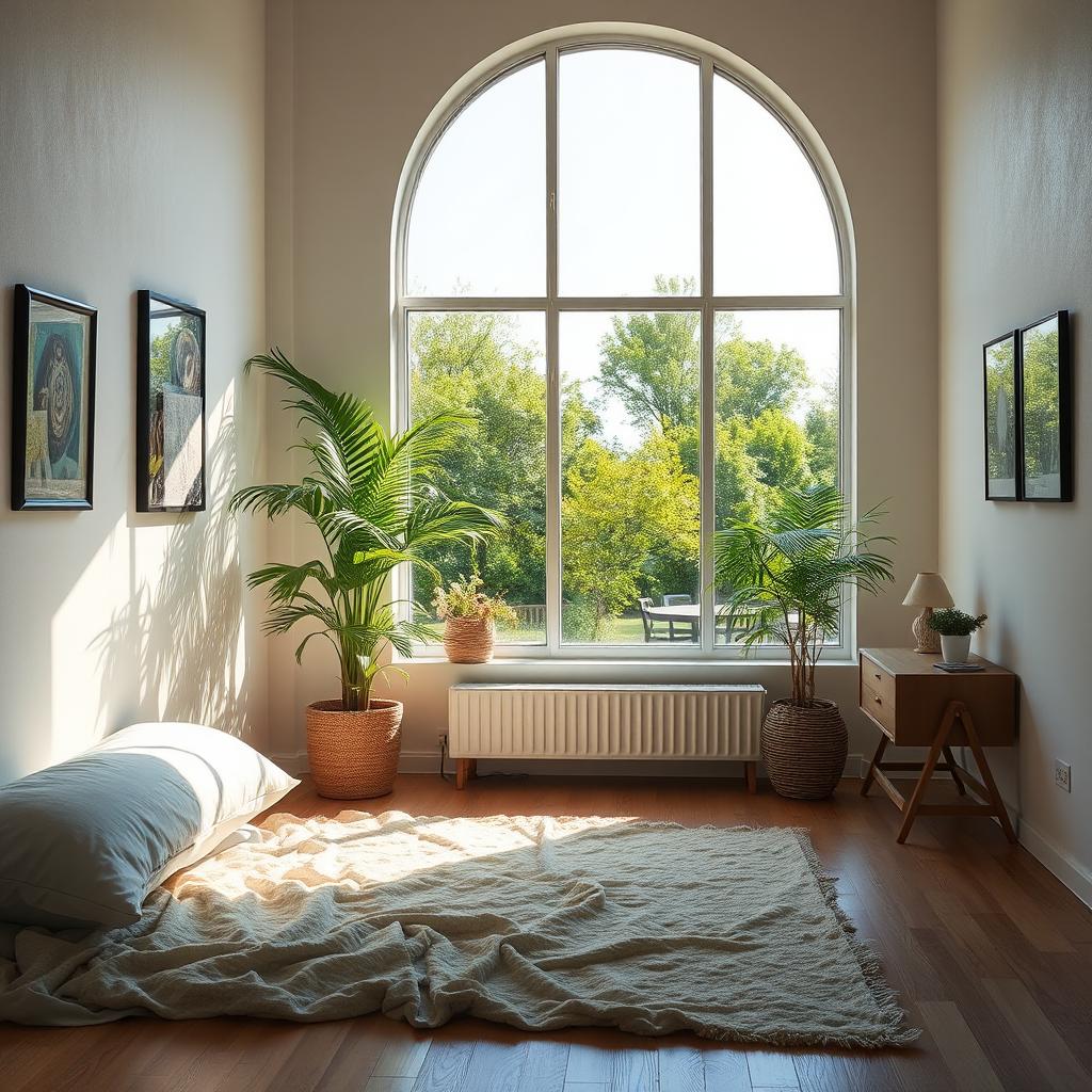 a room, light coming in from the window