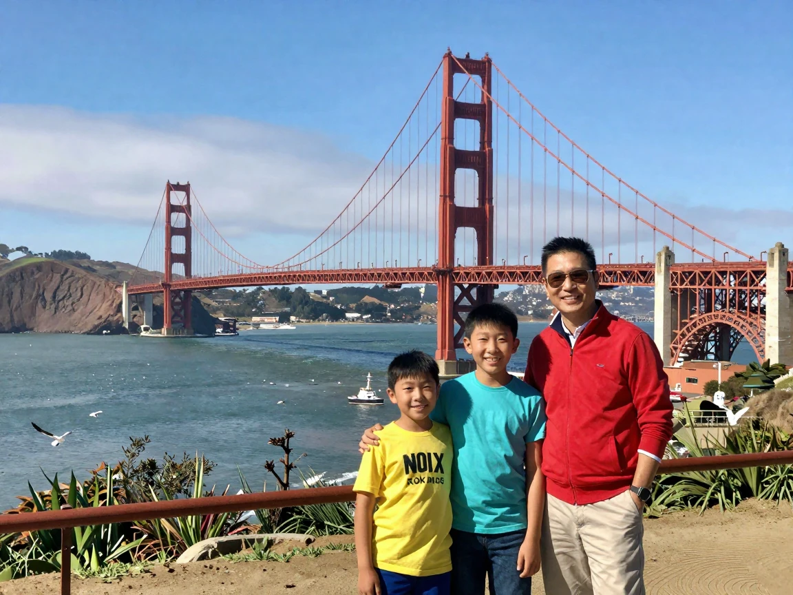A family visiting golden bridge