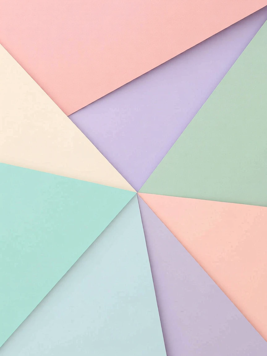 A minimalist background of soft pastel triangles overlapping subtly.