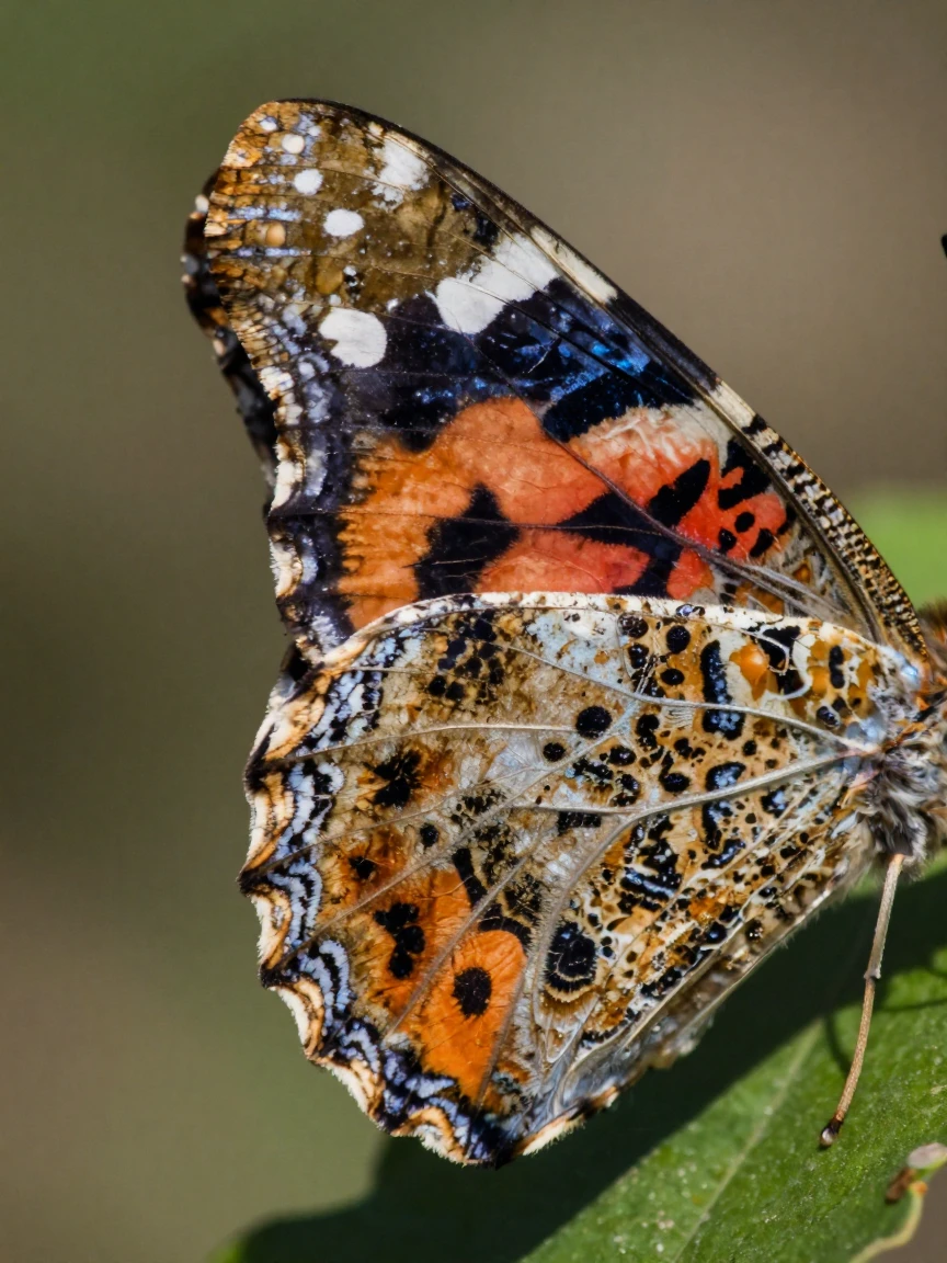 Close-up of a butterfly wing's intricate pattern and texture.