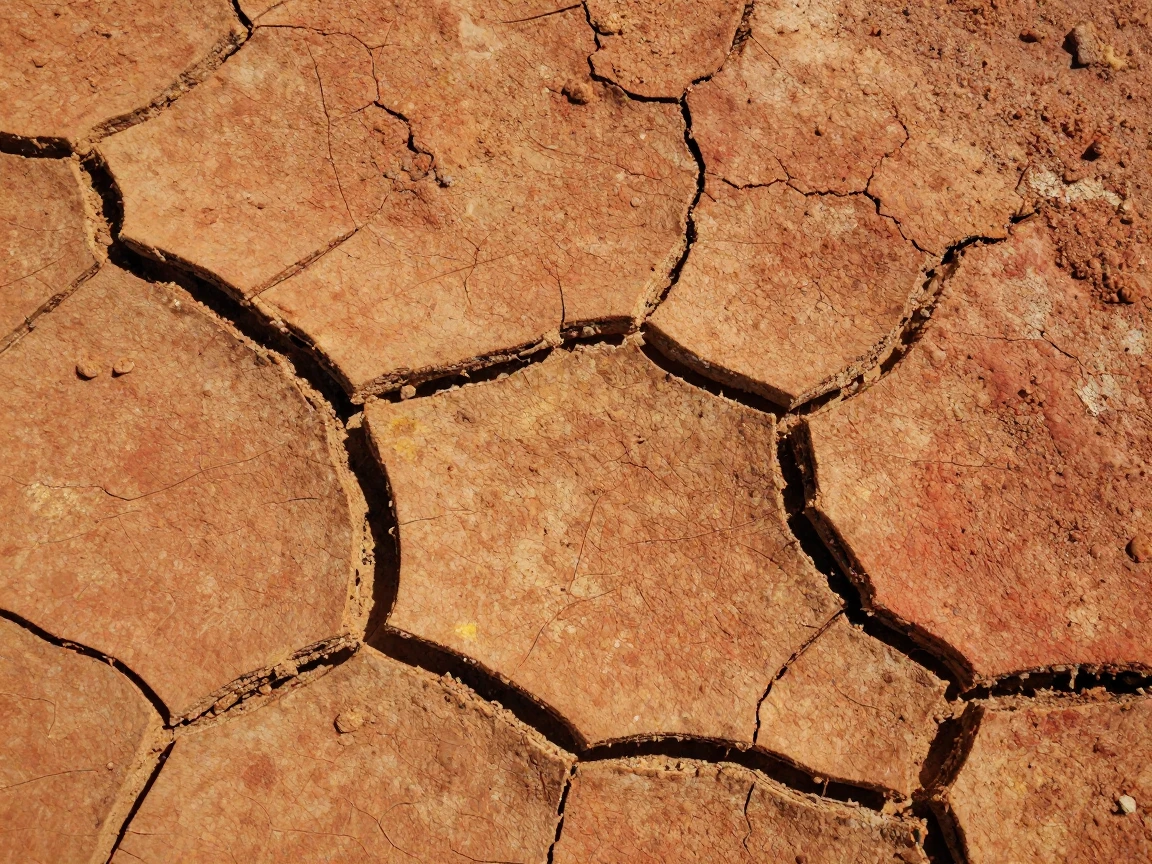 Close-up of a cracked earth texture with warm desert tones.