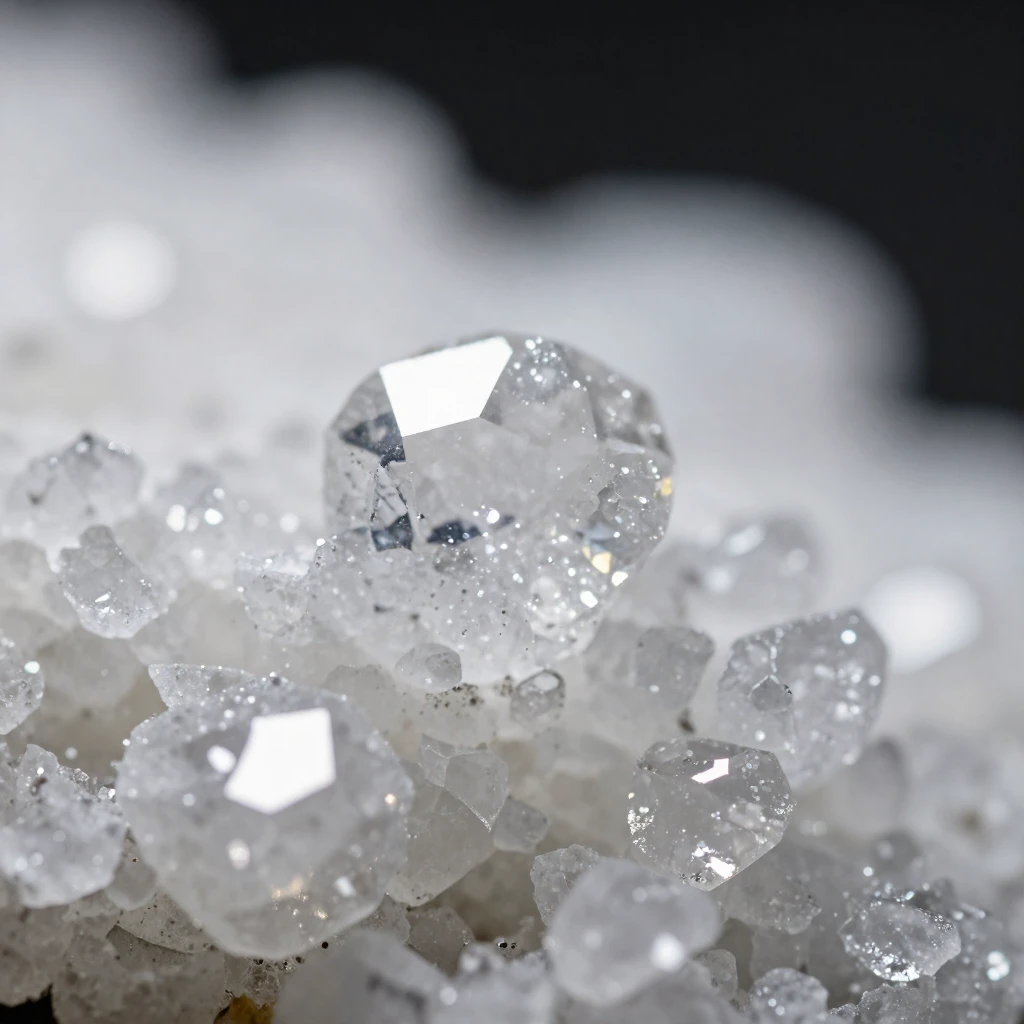 Close-up of a salt crystal formation under macro lighting.