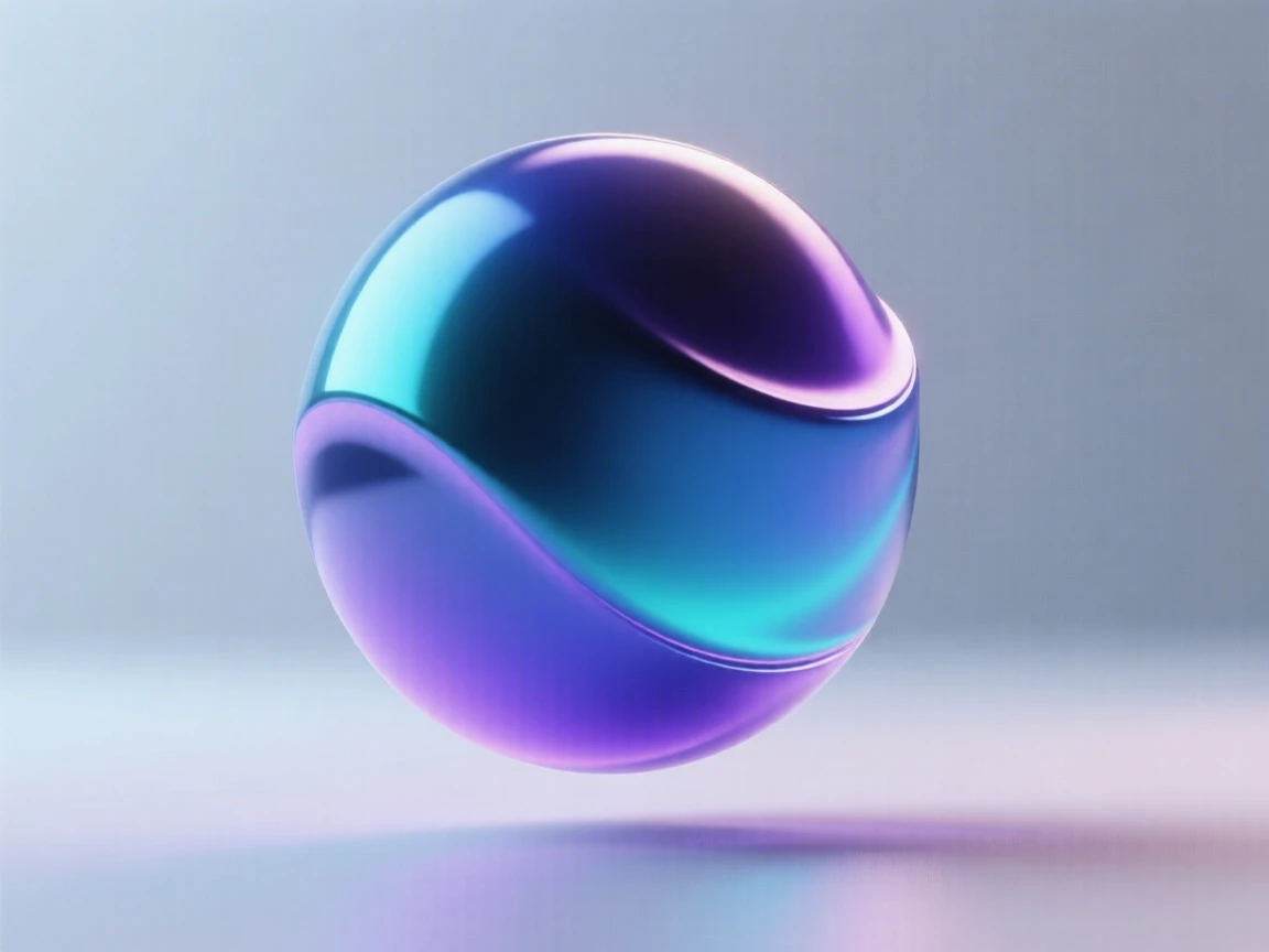 Abstract 3D render of a floating orb with a glossy gradient surface.