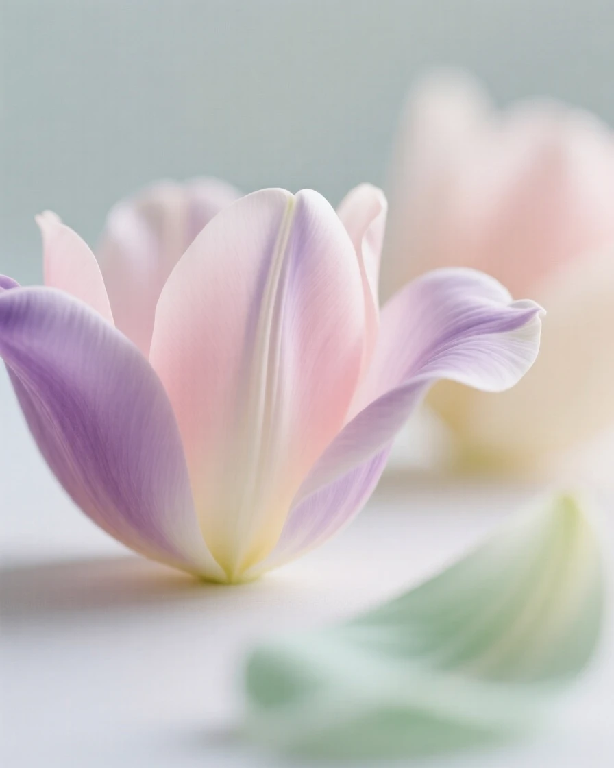 A minimalist background of soft blurred flower petals in pastel tones.