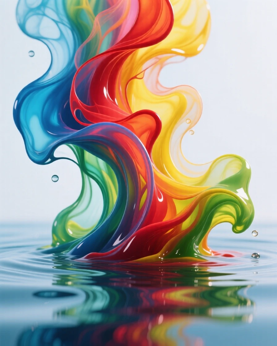 Abstract background of colorful liquid dye diffusing in clear water.