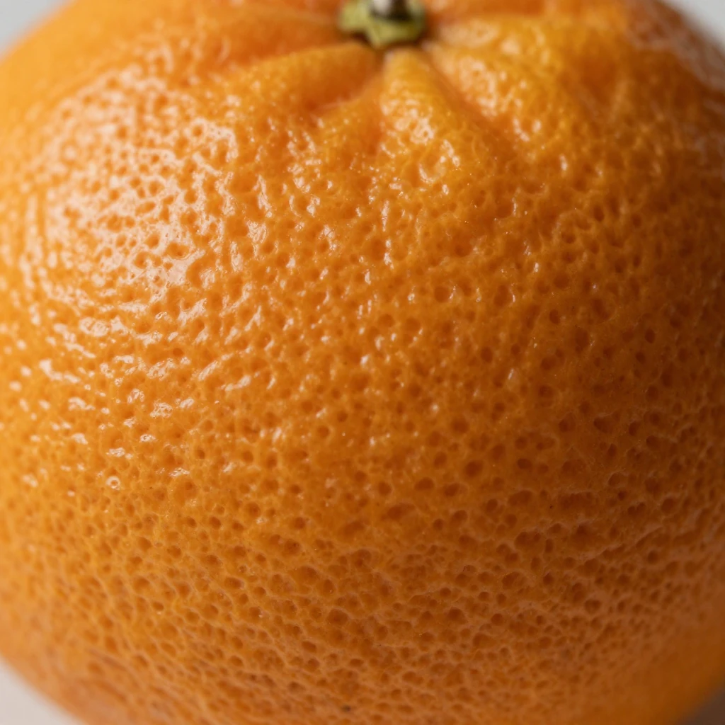 Close-up of a citrus peel's textured surface under macro lighting.